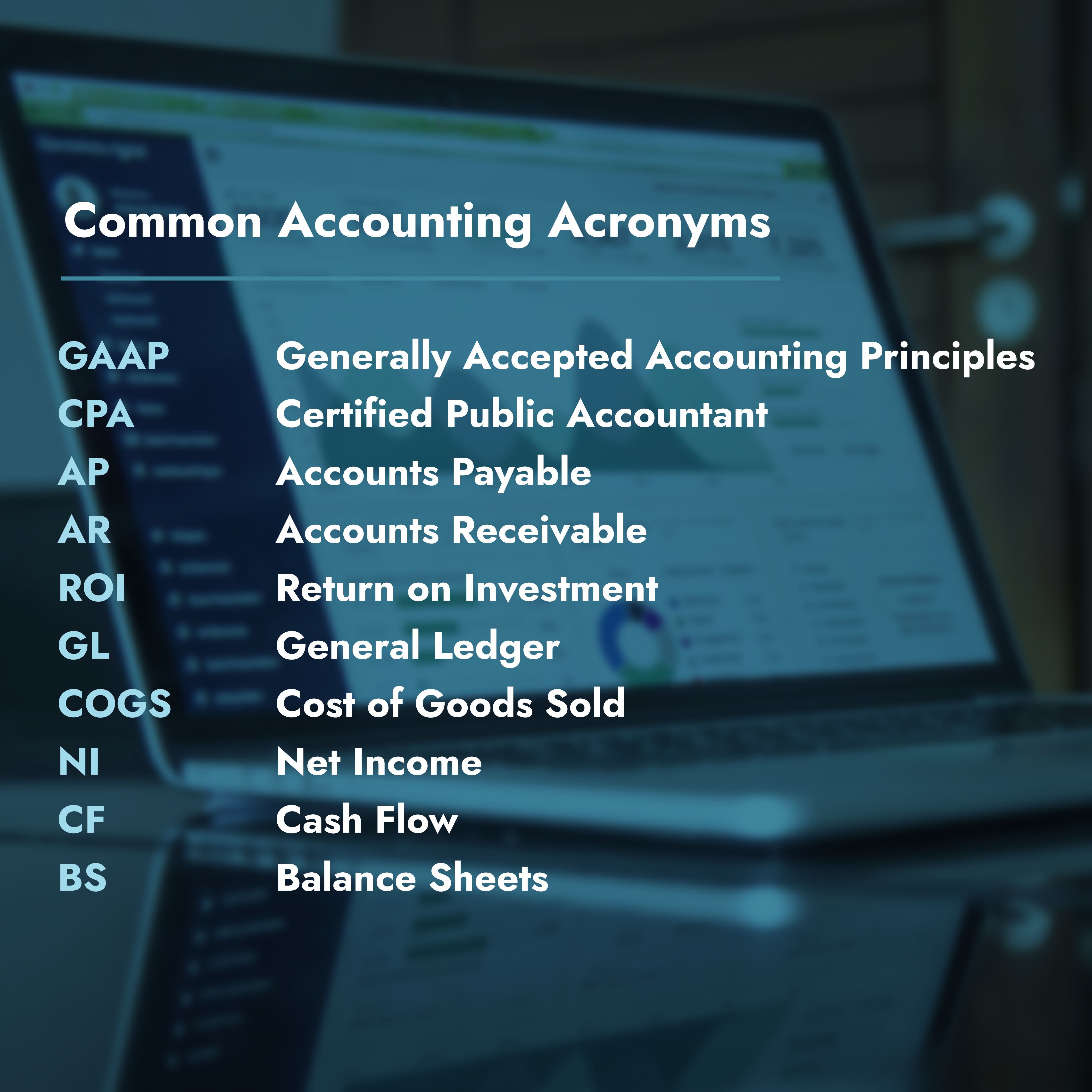 Accounting Acronyms 1:1 infographic