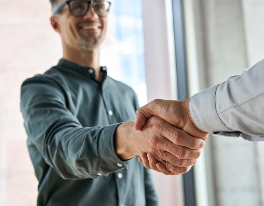 Two professional men handshaking 