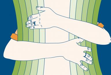 Illustration of a virtual hug from Champlain College Online
