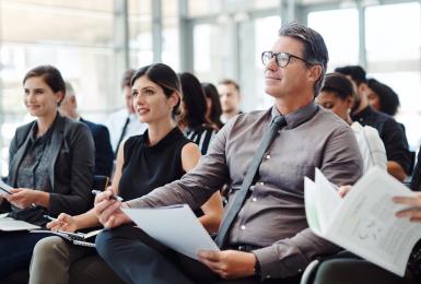 Group of employees in learning & development training