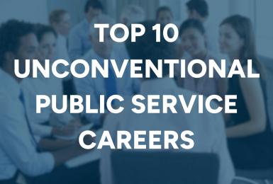 Graphic with the title of the blog "Top 10 Unconventional Public Service Careers"