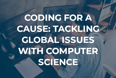 computer programmer coding on computer with title of blog in foreground