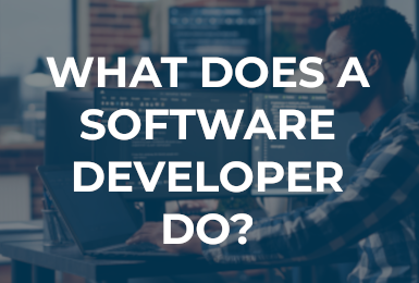 image of software developer with title of blog 