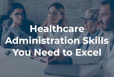 image of healthcare administrator with blog titled overlaid