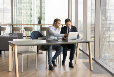 fraud examiners on laptop