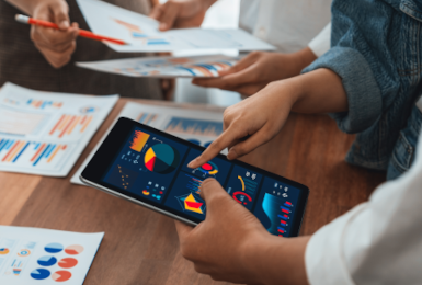 marketing professionals reviewing data 