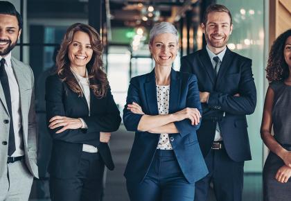   Save Edit Make a video NEW Confidence and success Multi-ethnic group of business persons standing side by side Teamwork Stock Photo Description Multi-ethnic group of business persons standing side by side