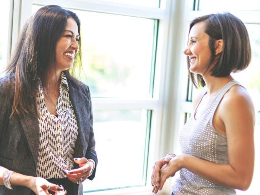 Two professional women chatting