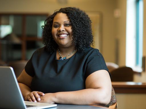 African american woman at a laptop