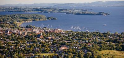 City of Burlington Vermont overlooking Lake Champlain