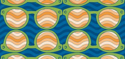 Graphic illustration of colorful sunglasses pattern