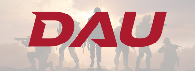 Defense Acquisition University logo over image of soldiers
