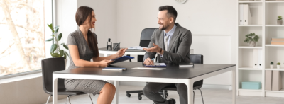 human resource manager speaking with employee