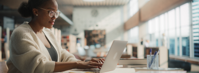 woman using laptop