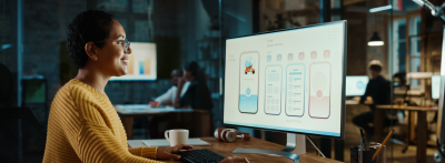 UX designer working at computer